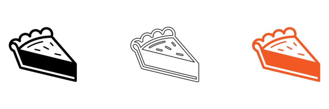 Simple pie slice illustrations in different styles isolated on transparent background, Vector