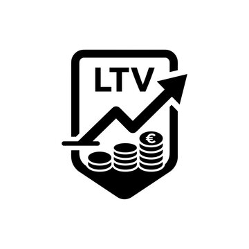 Ltv Metric Growth Icon with Coins and Euro Symbol