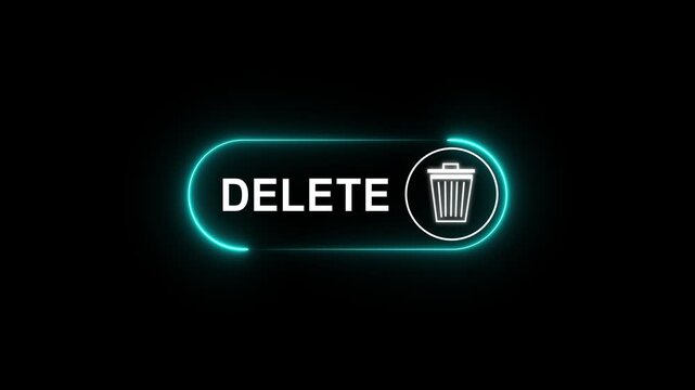 glowing neon Businessman Pressing Neon Delete Button with Trash Bin Icon Animation, Data Removal and Digital System Cleanup Concept animation
