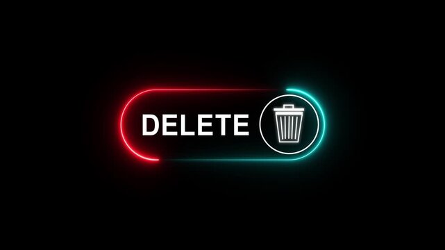 glowing neon Businessman Pressing Neon Delete Button with Trash Bin Icon Animation, Data Removal and Digital System Cleanup Concept animation