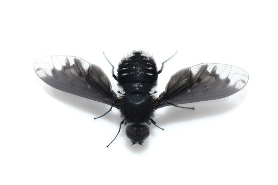 Black March Fly Anthrax anthrax Isolated on White Background
