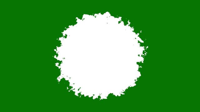 White Ink Splash Circle Animation on green Background, Abstract Paint Burst, Liquid Smoke and Dynamic Transition Effect animation