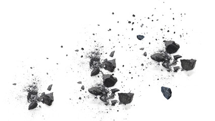 Grey space rocks and asteroid debris floating isolated on transparent background © Raihan