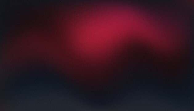 Abstract dark moody background with glowing ruby red, deep carmine light and pitch midnight blue charcoal shadows, smooth organic gradient with vintage grainy noise texture