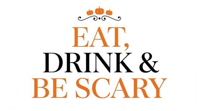 Eat, drink and be scary halloween typography with orange pumpkins