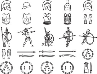 Obraz premium Ancient Warrior Equipment Iconography