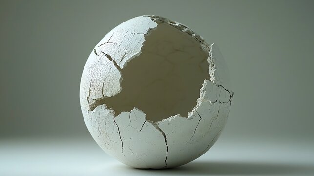 Cracked Eggshell: A delicate eggshell, fractured and broken, stands as a symbol of fragility and the inevitable end of beginnings.