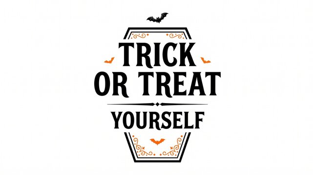 Trick or treat yourself halloween typography in a coffin frame