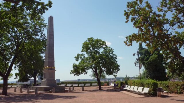 the obelisk monument to the victims in Brno, Czech Republic