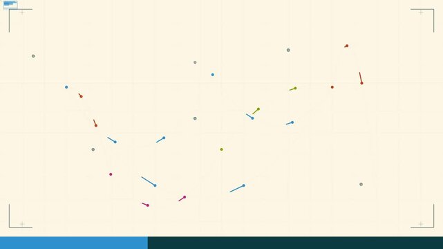 Abstract Data Visualization with Colorful Motion Vectors and Particle Trails on a Light Background