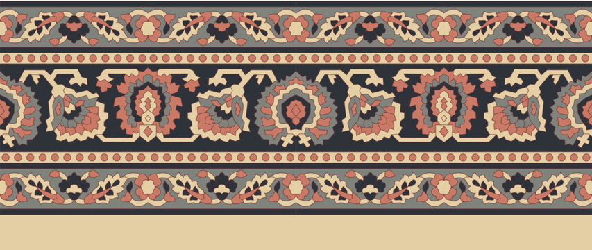  paisley border pattern on grey background