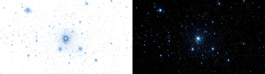 Starry night sky texture with twinkling stars and deep space, PNG, Transparent and Black Background Versions for cosmic designs © Rubel