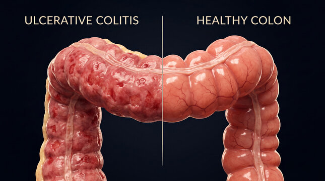 Ulcerative Colitis Colon Compared to Healthy Colon