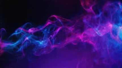 Fototapeta premium Vibrant purple and black abstract smoke swirls on dark gradient background for modern design