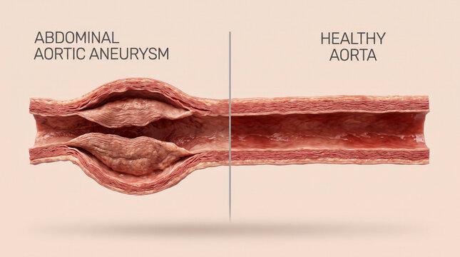 Abdominal aortic aneurysm compared to healthy aorta