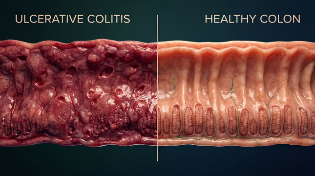 Ulcerative colitis colon comparison in medical context