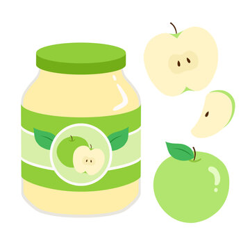 Fresh Green Apples and Homemade Green Apple Jam &ndash; Crisp Tart Fruit and Sweet Apple Spread for Breakfast and Dessert