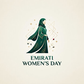 Emirati Women's Day Vector Illustration with Elegant Woman in Hijab and Abaya