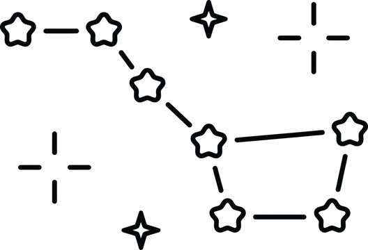 Big dipper constellation with shining stars outline vector icon constellation astronomy universe astrology