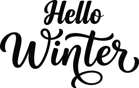 Hello Winter Hand Lettering Typography Vector Design