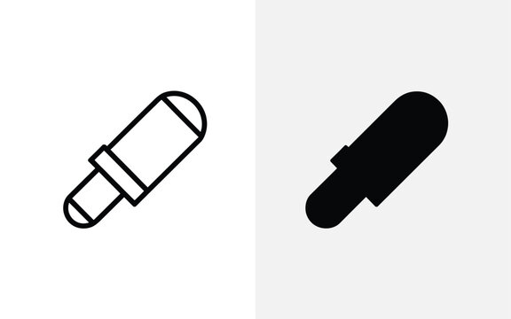 Pipette color dropper tool icon in outline and solid style with selection