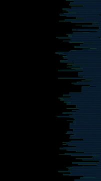Abstract blue pixel sorting glitch with horizontal scanline distortion scanning across a dark vertical background. Pairs with Y2K and retrofuturism aesthetic transition.