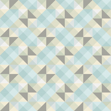 Geometric precision aesthetic, color block tessellation modern seamless vector patterns. Neutral retro colors. Repeatable design for fabric collection, wallpapers,
