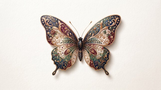 Detailed butterfly with botanica