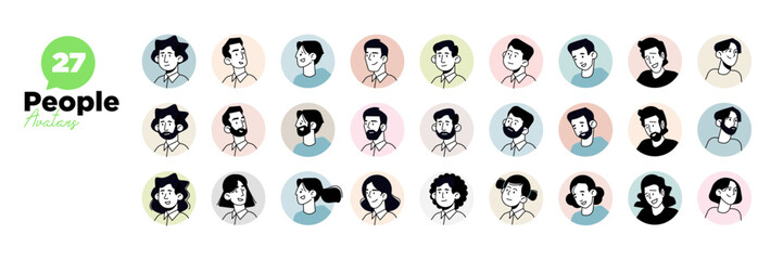 Avatars. People vector illustrations for social network, user profile, website and app design and development.