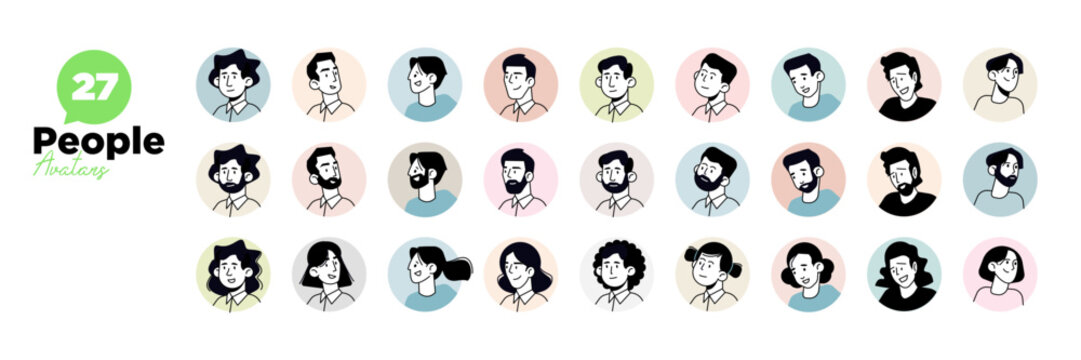 Avatars. People vector illustrations for social network, user profile, website and app design and development.