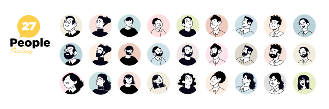 People avatar icons. Set of vector illustration characters for social network user profile, website and app design and development.