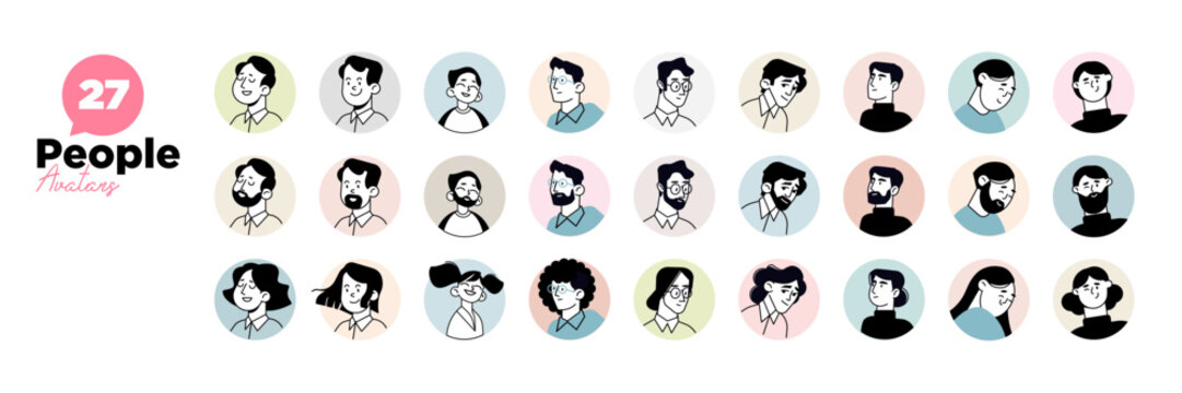 People avatars. Set of modern design vector illustrations for social media, user profile, website and app design and development.