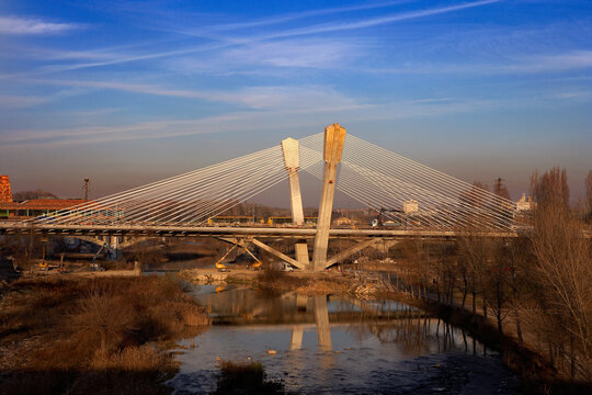 Princep de Viana Bridge over Segre River in Lleida, Spain