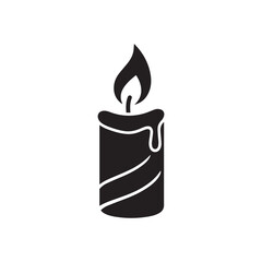 Obraz premium Minimal Burning Candle with Flame Decorative Vector Icon