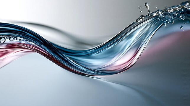 Abstract wave of water with crystal droplets flow in soft pastel style