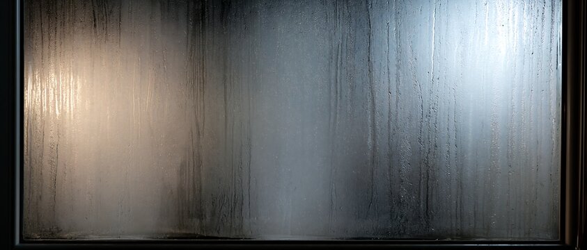 Wet window glass with water drops and condensation stream texture backdrop