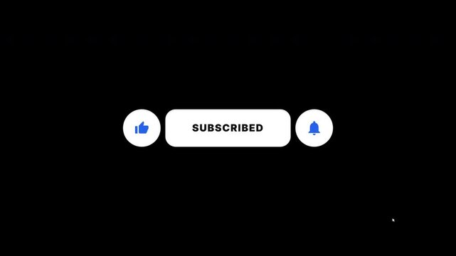Blue subscribe pop up button animation, social media icons, like and bell alert