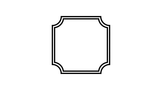 Decorative square frame with rounded corners and double line border isolated on white.