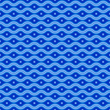 Curved ogee wavy lines and small squares in flowing rhythm, abstract geometric wallpapers, seamless vector sea or ocean waves pattern