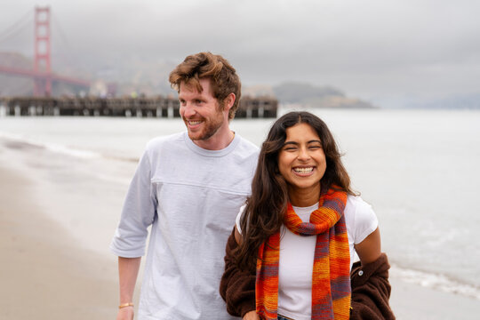 couple smiling casual date hangout together candid moment 