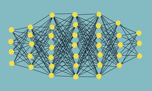 Simple neural network diagram with connected yellow nodes