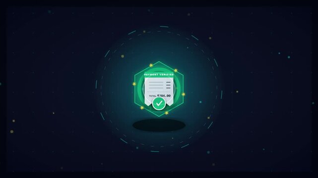 Secure Digital Transaction Receipt Confirmation A Futuristic Interface for Financial Verification and Successful Payment Processing with Animated Elements