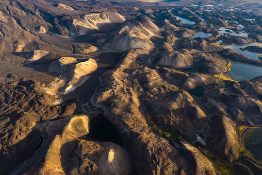 Aerial view of Parinacota Volcano in Lauca National Park, Chile