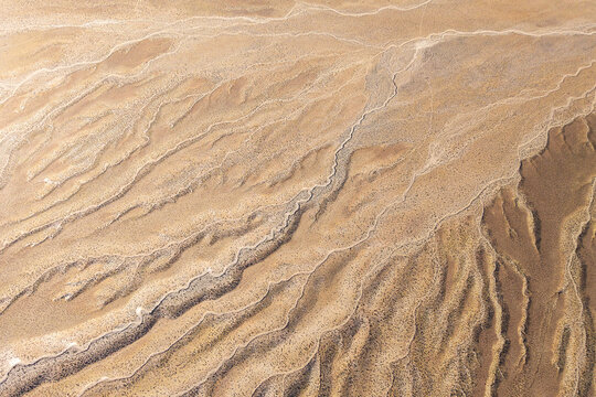 Aerial view of eroded terrain in the Atacama Desert