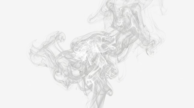 Ethereal Flow. Abstract white smoke swirls, fluid vapor plumes on a bright background, versatile overlay for atmospheric textures and digital compositions.