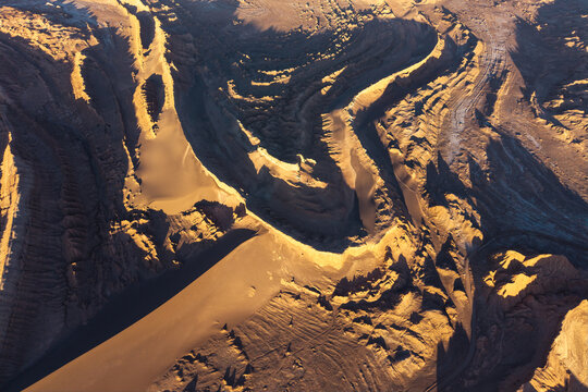 Eroded desert terrain in Valle de Marte, Atacama, Chile