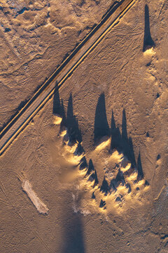 Aerial view of erosion patterns in Valle de Marte desert