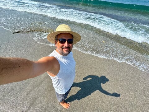 Selfie on the Beach with Shadow