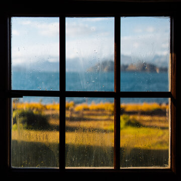 Rainy Window Lake View