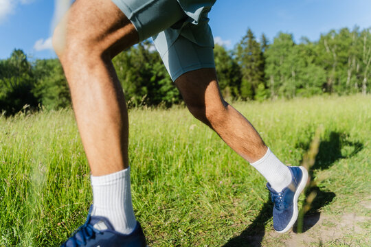 Running Shoes Moving On Trail